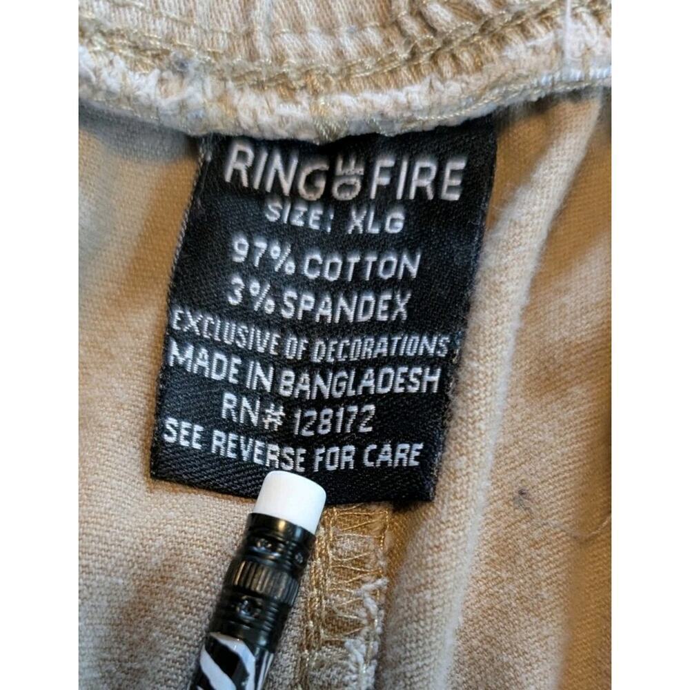 Ring Of Fire Tan Twill Moto Joggers Unisex Size XL Pull-on Trippin Graphic - Picture 8 of 9